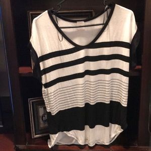 Black and white horizontal strip blouse